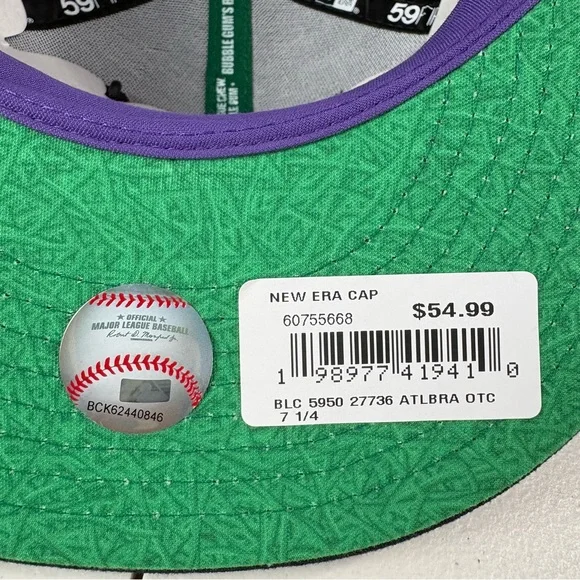 New Era 59FIFTY Atlanta Braves Fitted Cap MLB “The A” Big League Chew Hat 7 1/4 - Picture 8 of 8
